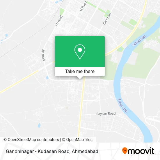 Gandhinagar - Kudasan Road map