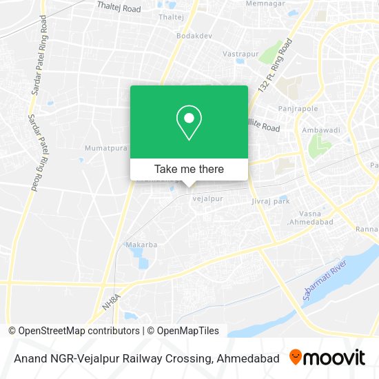 Anand NGR-Vejalpur Railway Crossing map