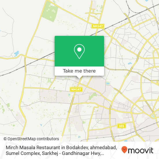 Mirch Masala Restaurant in Bodakdev, ahmedabad, Sumel Complex, Sarkhej - Gandhinagar Hwy, Bodakdev, map