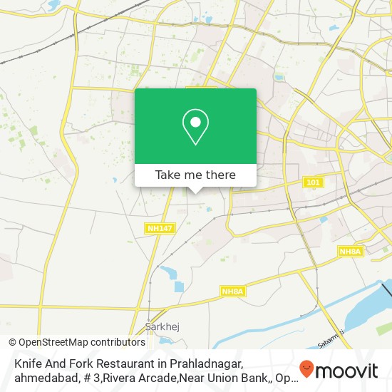 Knife And Fork Restaurant in Prahladnagar, ahmedabad, # 3,Rivera Arcade,Near Union Bank,, Opp HDFC map