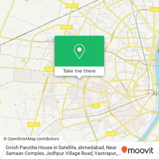Girish Parotha House in Satellite, ahmedabad, Near Samaan Complex, Jodhpur Village Road, Vastrapur, map