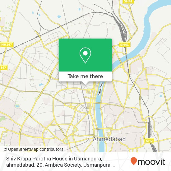 Shiv Krupa Parotha House in Usmanpura, ahmedabad, 20, Ambica Society, Usmanpura, Ahmedabad - 380013 map