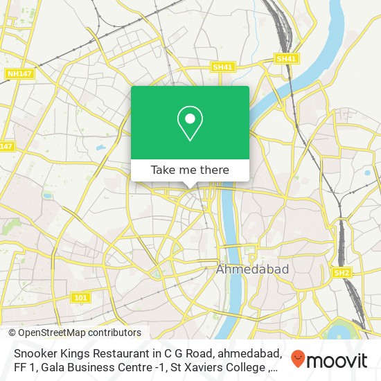 Snooker Kings Restaurant in C G Road, ahmedabad, FF 1, Gala Business Centre -1, St Xaviers College map