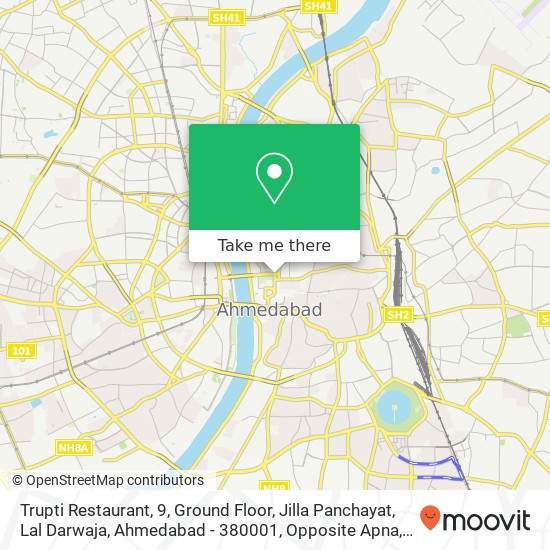 Trupti Restaurant, 9, Ground Floor, Jilla Panchayat, Lal Darwaja, Ahmedabad - 380001, Opposite Apna map