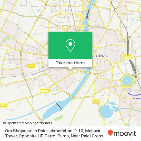 Om Bhojanam in Paldi, ahmedabad, 9-10, Mahavir Tower, Opposite HP Petrol Pump, Near Paldi Cross Roa map