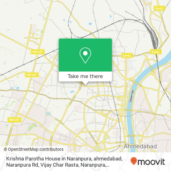 Krishna Parotha House in Naranpura, ahmedabad, Naranpura Rd, Vijay Char Rasta, Naranpura, Ahmedabad map