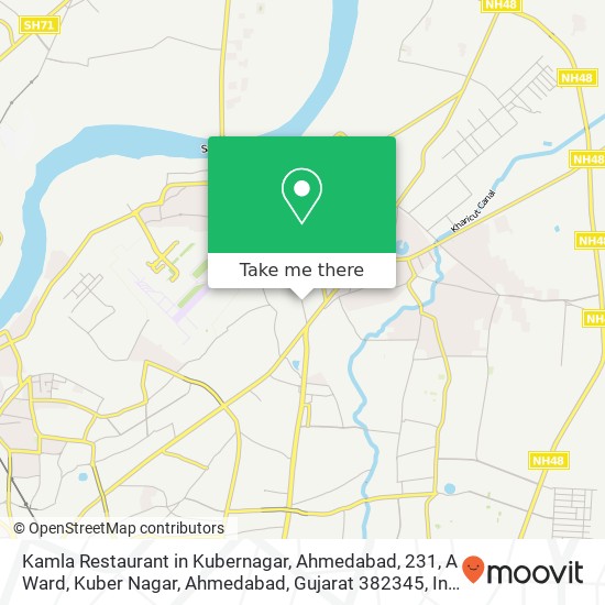 Kamla Restaurant in Kubernagar, Ahmedabad, 231, A Ward, Kuber Nagar, Ahmedabad, Gujarat 382345, Ind map