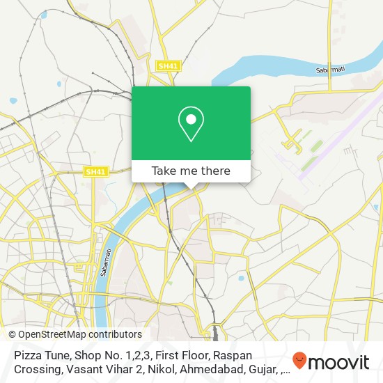 Pizza Tune, Shop No. 1,2,3, First Floor, Raspan Crossing, Vasant Vihar 2, Nikol, Ahmedabad, Gujar, map