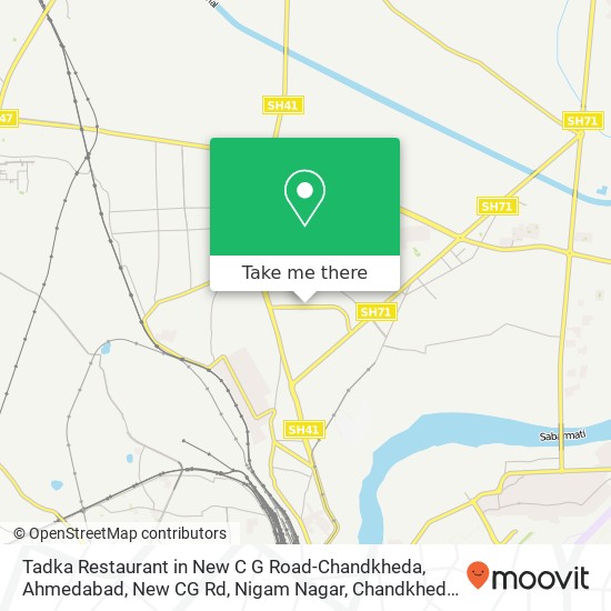 Tadka Restaurant in New C G Road-Chandkheda, Ahmedabad, New CG Rd, Nigam Nagar, Chandkheda, Ahmedab map