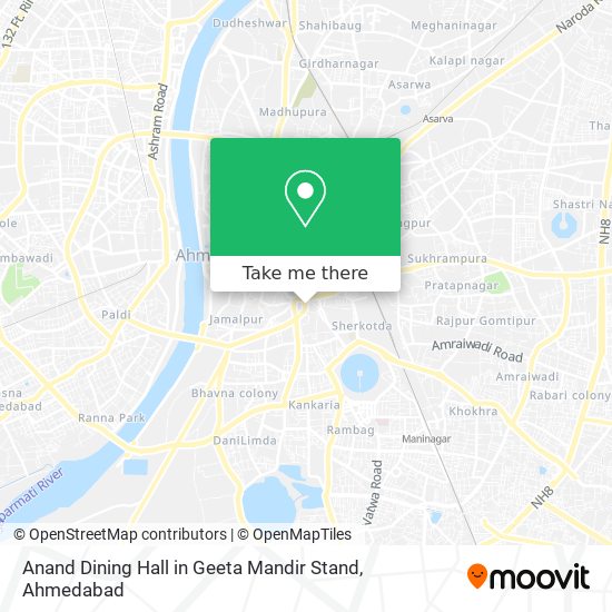 Anand Dining Hall in Geeta Mandir Stand map