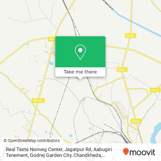 Real Taste Nonveg Center, Jagatpur Rd, Aabugiri Tenement, Godrej Garden City, Chandkheda, Ahmedabad map