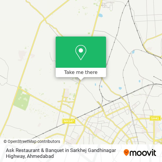 Ask Restaurant & Banquet in Sarkhej Gandhinagar Highway map