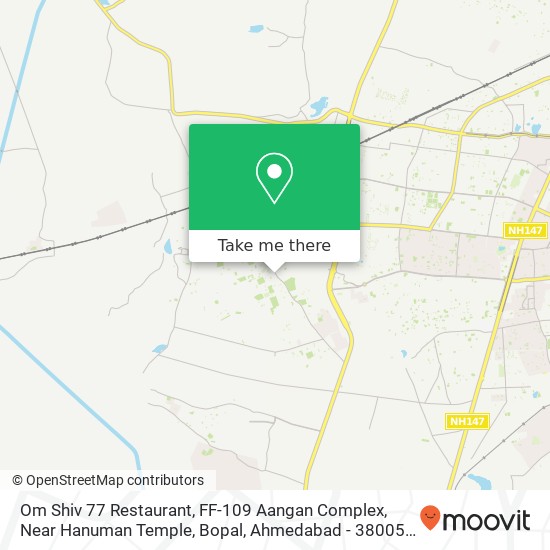 Om Shiv 77 Restaurant, FF-109 Aangan Complex, Near Hanuman Temple, Bopal, Ahmedabad - 380058, Oppos map