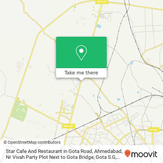 Star Cafe And Restaurant in Gota Road, Ahmedabad, Nr Vivah Party Plot Next to Gota Bridge, Gota S.G map