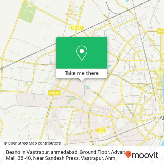 Beano in Vastrapur, ahmedabad, Ground Floor, Advait Mall, 38-40, Near Sandesh Press, Vastrapur, Ahm map