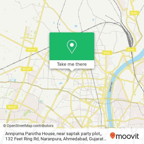 Annpurna Parotha House, near saptak party plot,, 132 Feet Ring Rd, Naranpura, Ahmedabad, Gujarat 38 map