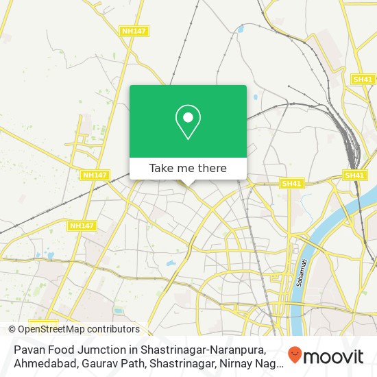 Pavan Food Jumction in Shastrinagar-Naranpura, Ahmedabad, Gaurav Path, Shastrinagar, Nirnay Nagar, map