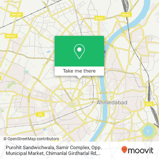 Purohit Sandwichwala, Samir Complex, Opp. Municipal Market, Chimanlal Girdharlal Rd, Navrangpura, A map