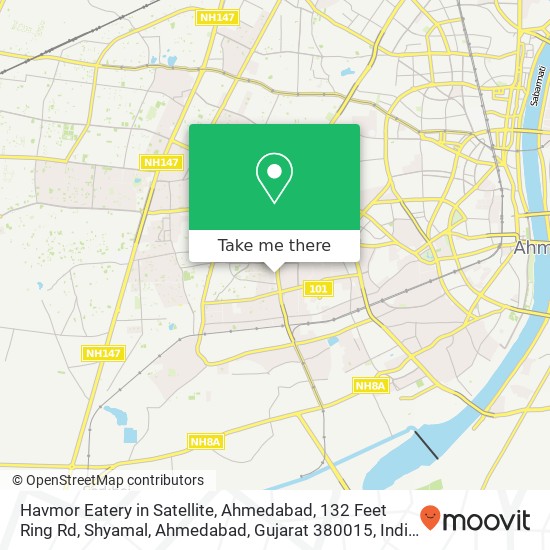 Havmor Eatery in Satellite, Ahmedabad, 132 Feet Ring Rd, Shyamal, Ahmedabad, Gujarat 380015, India map