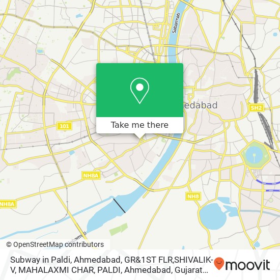Subway in Paldi, Ahmedabad, GR&1ST FLR,SHIVALIK-V, MAHALAXMI CHAR, PALDI, Ahmedabad, Gujarat 380007 map