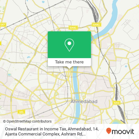 Oswal Restaurant in Income Tax, Ahmedabad, 14, Ajanta Commercial Complex, Ashram Rd, Usmanpura, Ahm map