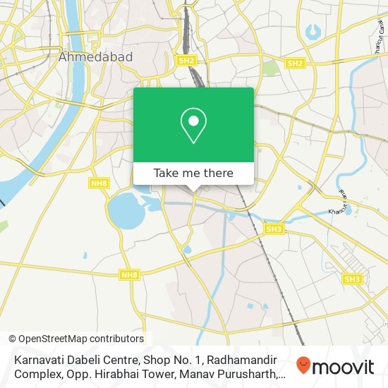 Karnavati Dabeli Centre, Shop No. 1, Radhamandir Complex, Opp. Hirabhai Tower, Manav Purusharth, So map