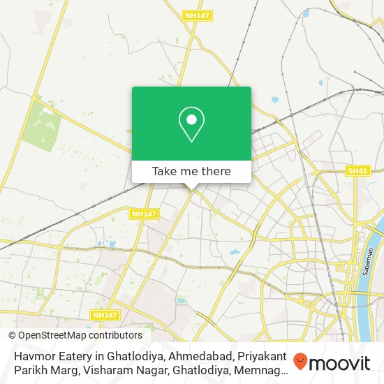 Havmor Eatery in Ghatlodiya, Ahmedabad, Priyakant Parikh Marg, Visharam Nagar, Ghatlodiya, Memnagar map