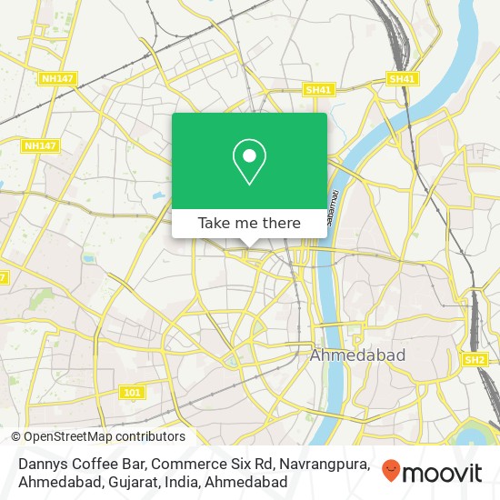 Dannys Coffee Bar, Commerce Six Rd, Navrangpura, Ahmedabad, Gujarat, India map