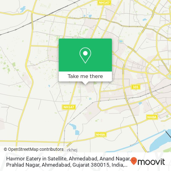Havmor Eatery in Satellite, Ahmedabad, Anand Nagar, Prahlad Nagar, Ahmedabad, Gujarat 380015, India map