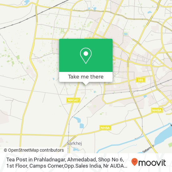 Tea Post in Prahladnagar, Ahmedabad, Shop No 6, 1st Floor, Camps Corner,Opp.Sales India, Nr AUDA Ga map