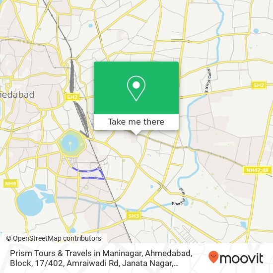 Prism Tours & Travels in Maninagar, Ahmedabad, Block, 17 / 402, Amraiwadi Rd, Janata Nagar, Amraiwadi map