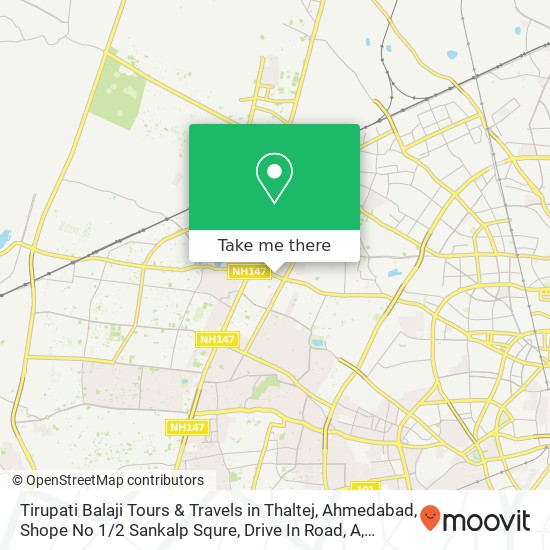 Tirupati Balaji Tours & Travels in Thaltej, Ahmedabad, Shope No 1 / 2 Sankalp Squre, Drive In Road, A map