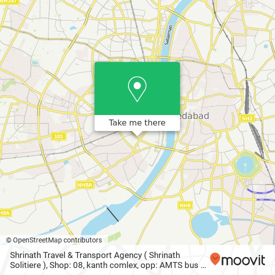 Shrinath Travel & Transport Agency ( Shrinath Solitiere ), Shop: 08, kanth comlex, opp: AMTS bus st map