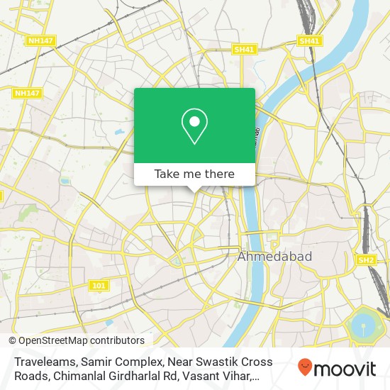 Traveleams, Samir Complex, Near Swastik Cross Roads, Chimanlal Girdharlal Rd, Vasant Vihar, Navrang map