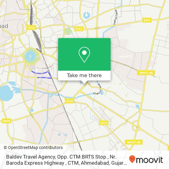 Baldev Travel Agency, Opp. CTM BRTS Stop , Nr. Baroda Express Highway , CTM, Ahmedabad, Gujarat 380 map