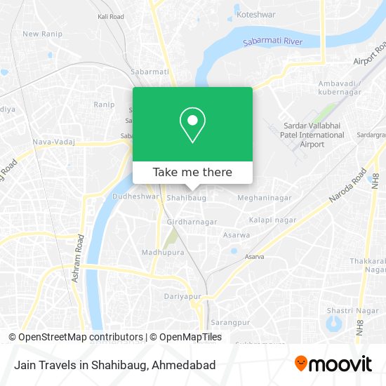 Jain Travels in Shahibaug map