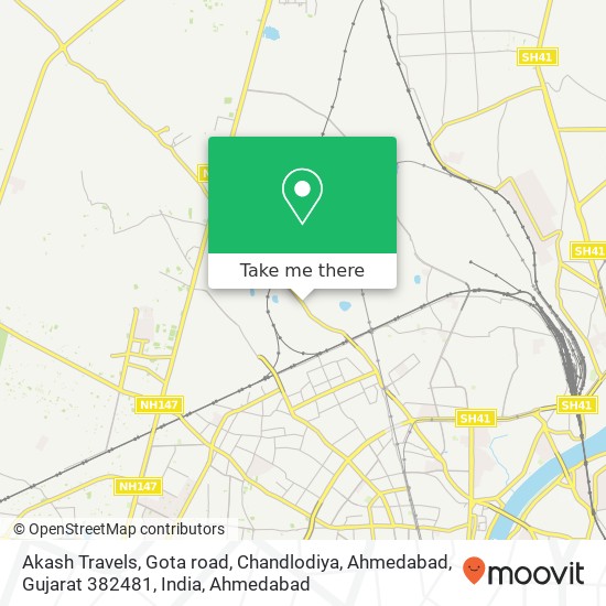 Akash Travels, Gota road, Chandlodiya, Ahmedabad, Gujarat 382481, India map