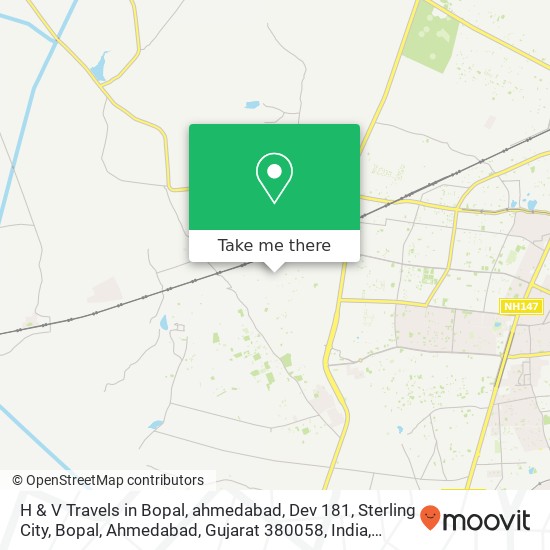 H & V Travels in Bopal, ahmedabad, Dev 181, Sterling City, Bopal, Ahmedabad, Gujarat 380058, India map