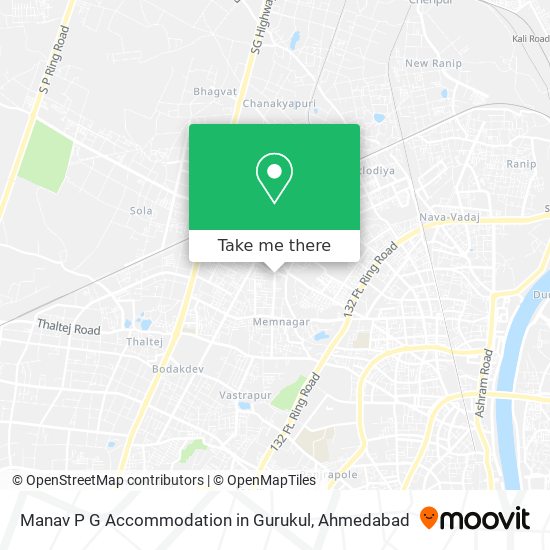 Manav P G Accommodation in Gurukul map