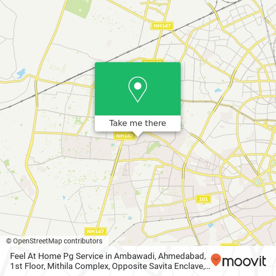Feel At Home Pg Service in Ambawadi, Ahmedabad, 1st Floor, Mithila Complex, Opposite Savita Enclave map