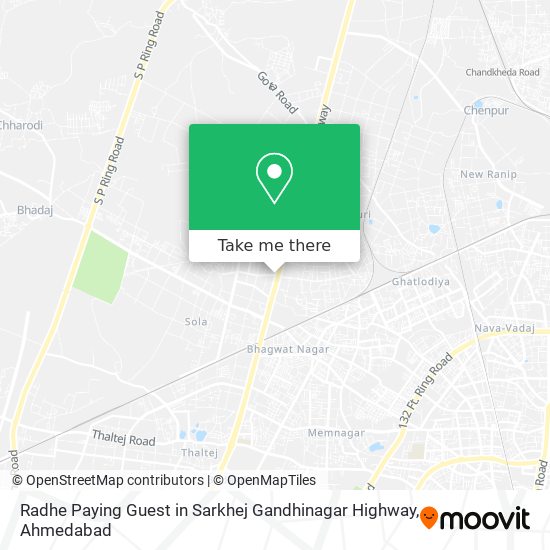 Radhe Paying Guest in Sarkhej Gandhinagar Highway map