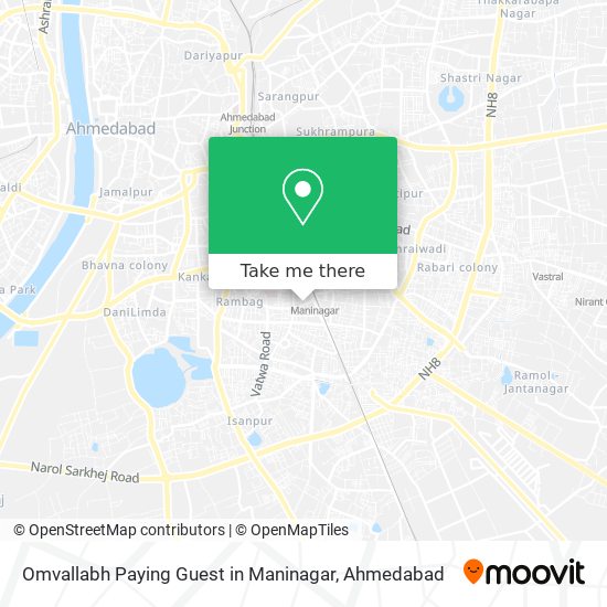 Omvallabh Paying Guest in Maninagar map