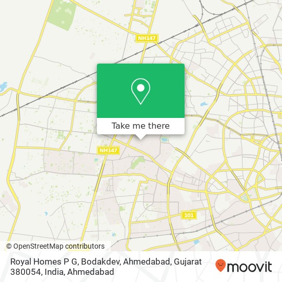 Royal Homes P G, Bodakdev, Ahmedabad, Gujarat 380054, India map