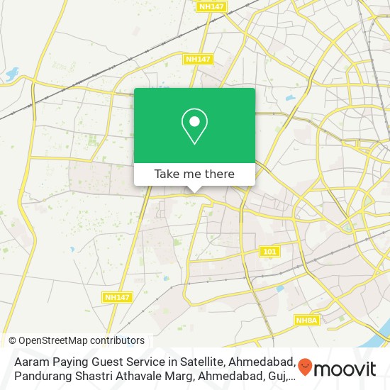 Aaram Paying Guest Service in Satellite, Ahmedabad, Pandurang Shastri Athavale Marg, Ahmedabad, Guj map