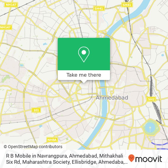R B Mobile in Navrangpura, Ahmedabad, Mithakhali Six Rd, Maharashtra Society, Ellisbridge, Ahmedaba map