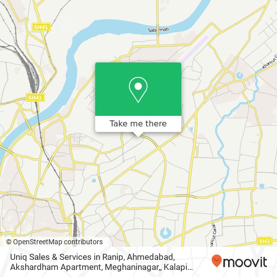 Uniq Sales & Services in Ranip, Ahmedabad, Akshardham Apartment, Meghaninagar,, Kalapi Nagar, Ahmed map
