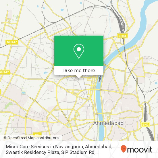 Micro Care Services in Navrangpura, Ahmedabad, Swastik Residency Plaza, S P Stadium Rd, Mahadevnaga map