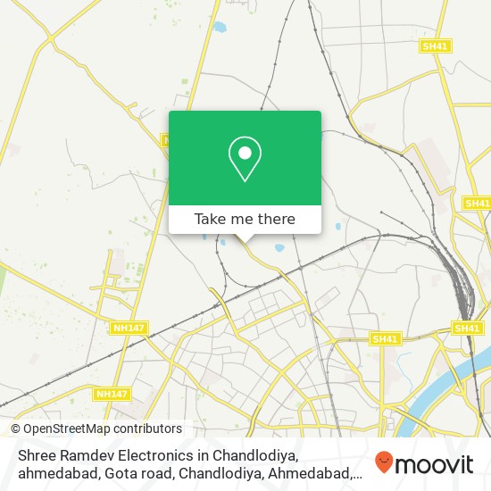 Shree Ramdev Electronics in Chandlodiya, ahmedabad, Gota road, Chandlodiya, Ahmedabad, Gujarat 3824 map