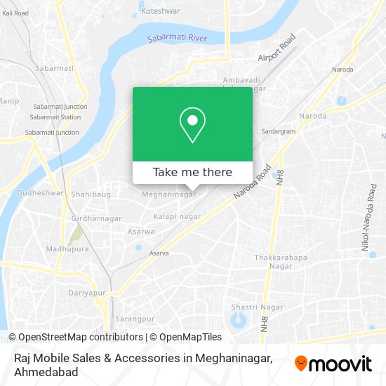 Raj Mobile Sales & Accessories in Meghaninagar map