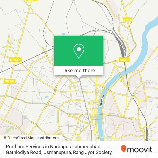 Pratham Services in Naranpura, ahmedabad, Gathlodiya Road, Usmanupura, Rang Jyot Society, Naranpura map